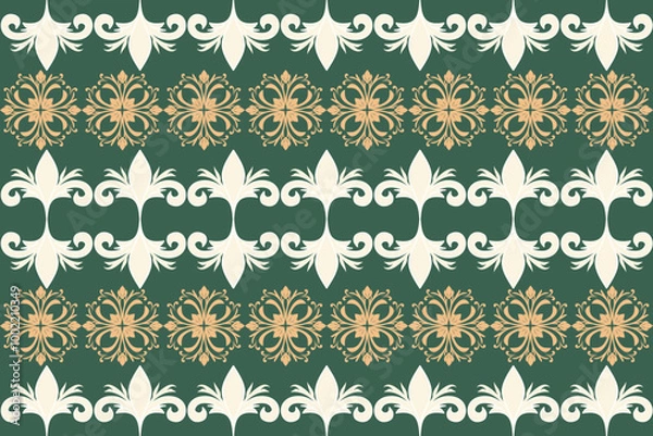 Fototapeta Oreintal Flora Damask Seamless pattern  embroidery, Indian style.  art ornament print.Design for carpet, cover,wallpaper, wrapping, fabric, clothing , seamless pattern with elements