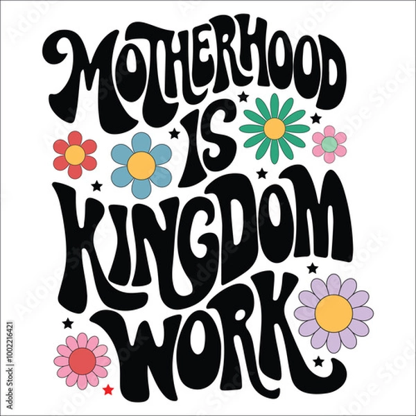 Fototapeta Motherhood is Kingdom Work Shirt, Christian Mom Shirt, Retro Christian Mom T Shirt, Christian Mothers Day Shirt, Bible Shirt