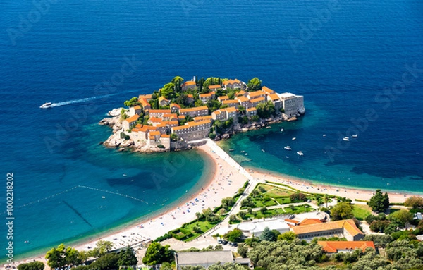 Obraz aerial view of Sveti stefan in Montenegro