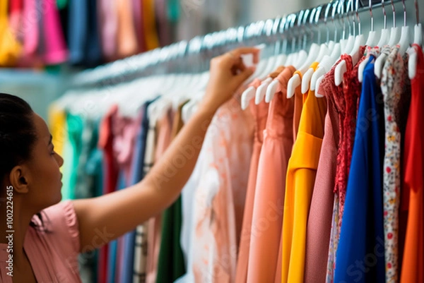 Fototapeta Clothing store using vibrant colors and design techniques based on color psychology to engage female shoppers
