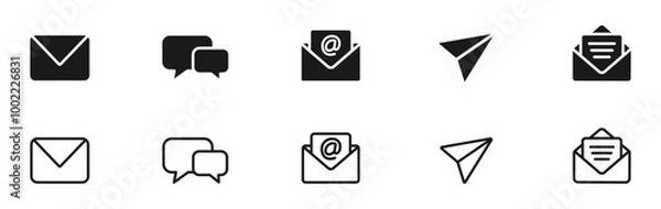 Obraz Mail icons set. Message icons collection. Email, mailing, letter, envelope. Vector illustration.