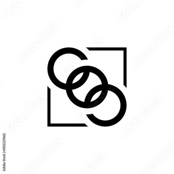 Obraz initial three letter ooo  square outline logo