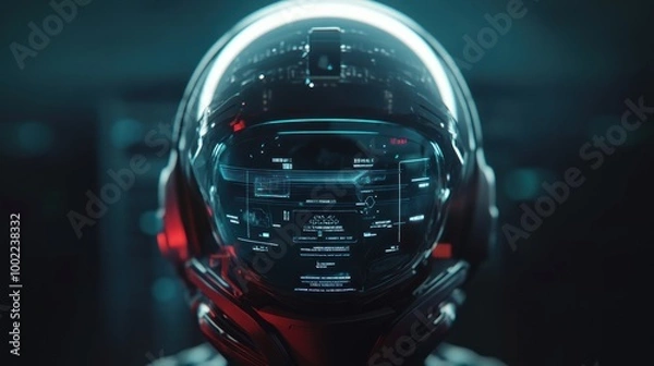 Fototapeta Futuristic Helmet with Display