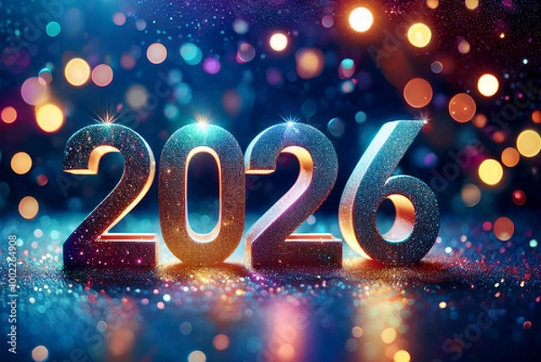 Obraz new year 2026 lights glitter defocussed background