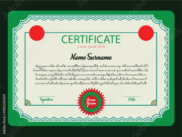 Obraz Certificate, Diploma of completion (design template, white background) with Frame, Border
