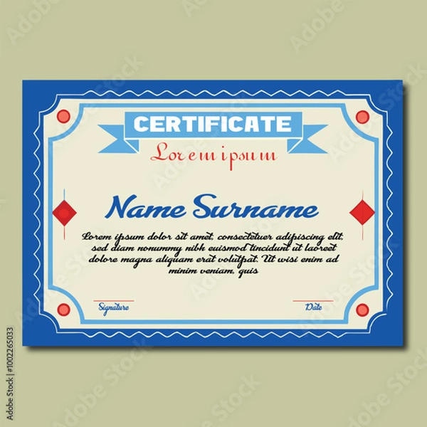 Obraz Certificate, Diploma of completion (design template, white background) with Frame, Border