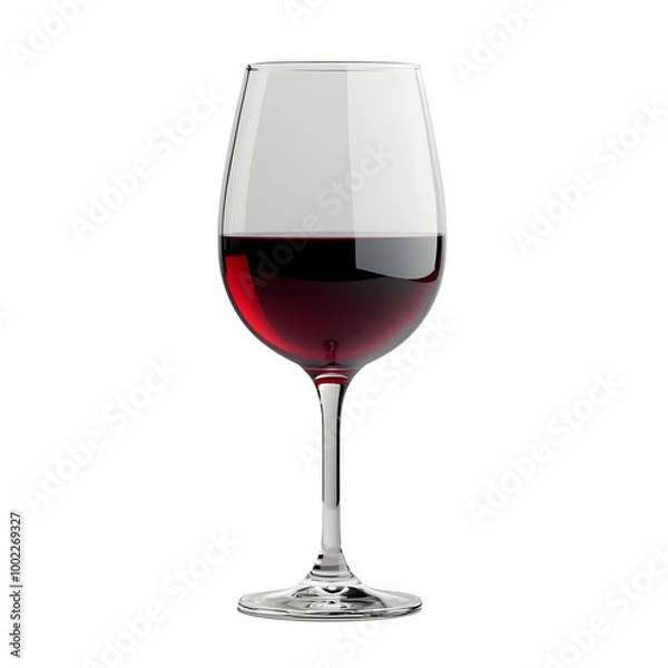 Fototapeta Elegant Red Wine Glass with Reflections on Transparent Background