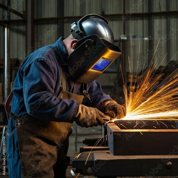 Obraz Worker work on welding industries