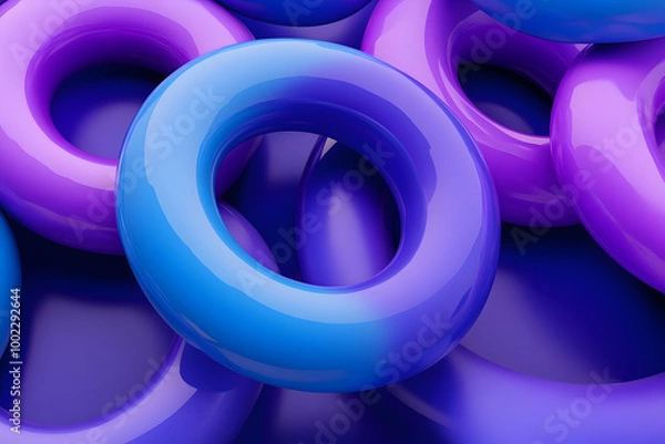 Obraz Abstract 3D Background with Purple and Blue Rings