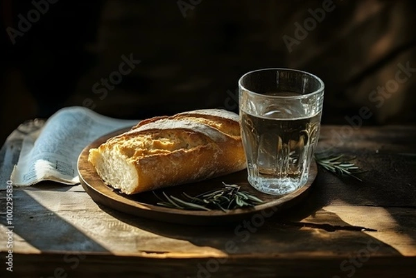 Obraz Fasting with only bread and water is associated with the Biblia which is synonymous with the Holy Bible Copy space image Fasting bread water Biblia Holy Bible