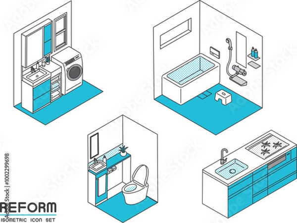 Fototapeta リフォームに関するアイソメベクターイラスト素材