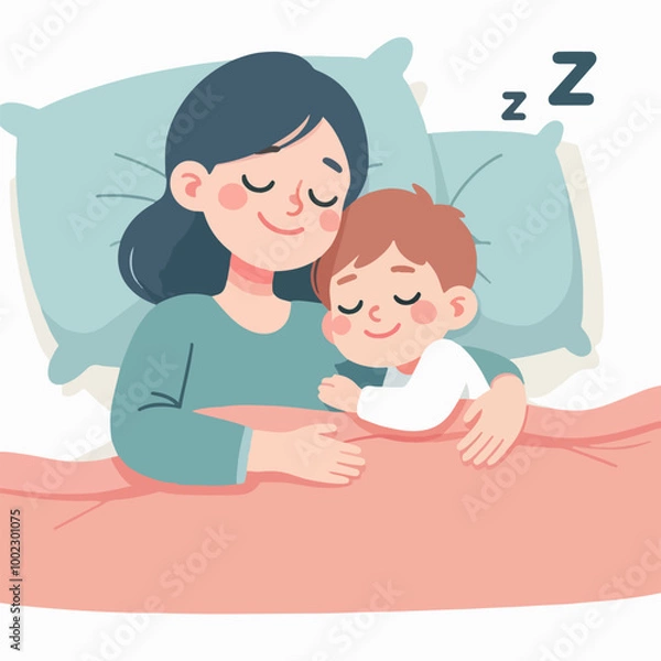 Obraz mother accompanying her child to sleep