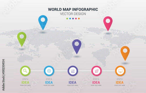 Fototapeta World Map Infographic Business Template for Presentation 