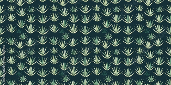 Obraz Agave pattern with stylized, desert-inspired motifs. Background seamless pattern.