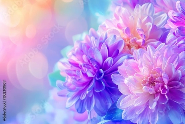 Fototapeta Colorful, textured floral AI background, with abstract flower and animal figures in the background