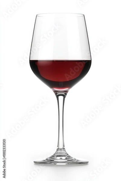 Fototapeta Elegant Red Wine Glass Filled With Rich Red Wine on a White Background