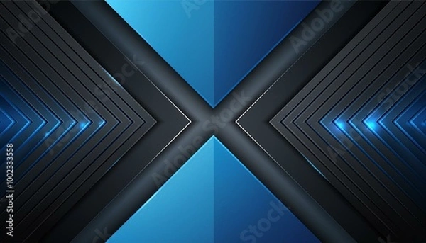 Obraz 【背景素材】青と黒の幾何学模様