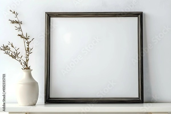 Fototapeta Isolated photo frame picture frame white backdrop. Copy space image. Place for adding text and design