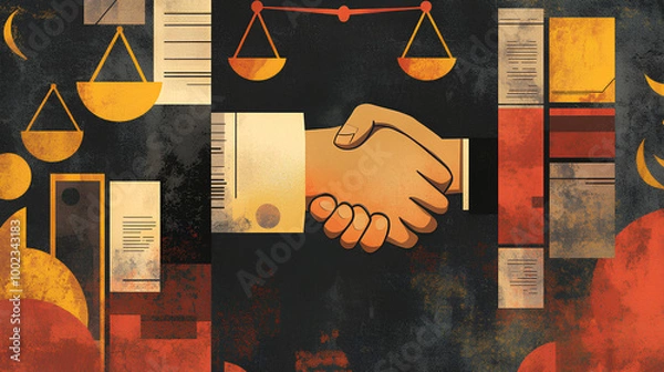 Obraz Business Partnership and Legal Agreements Symbolized by a Handshake