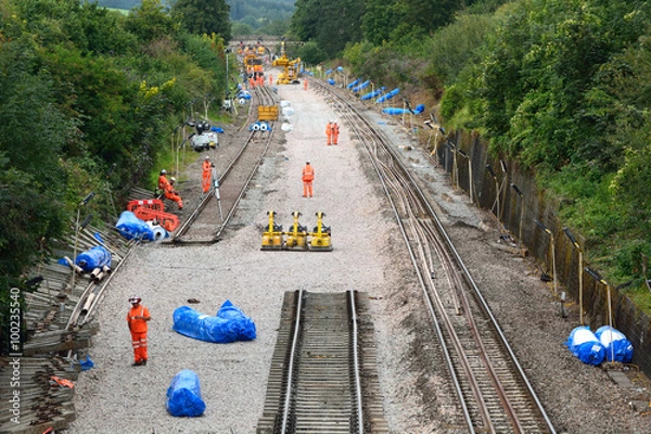 Fototapeta Electrification of the Great Western Railway. BATH, UK - AUGUST 11 2015 Work underway on upgrading the track to allow new electric trains to run from 2017
