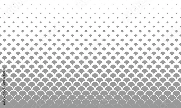 Fototapeta Vertical halftone with grey fish scale pattern background. Vector Illustration.