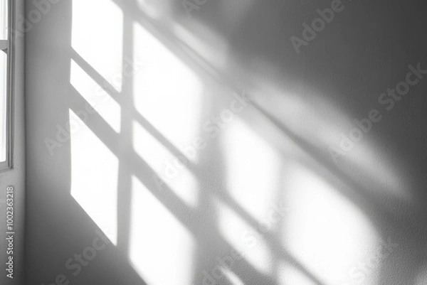 Fototapeta Light From Window. Abstract Diagonal Shadow Overlay Effect on White Wall