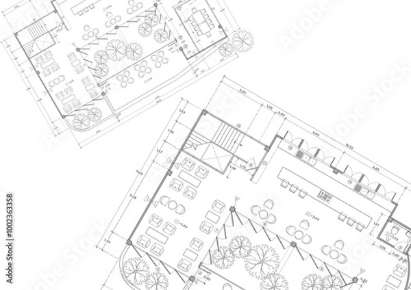 Obraz Floor plan designed building on the drawing.