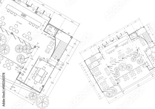 Obraz Floor plan designed building on the drawing.