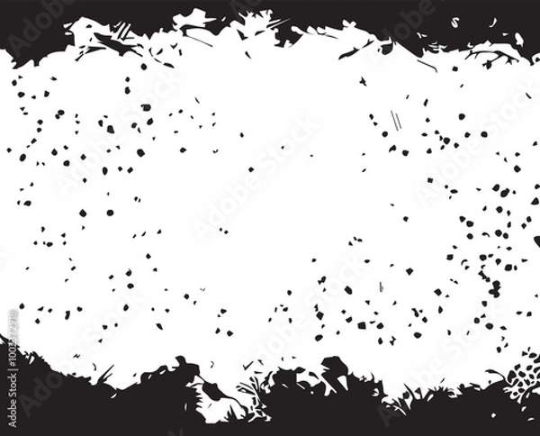 Fototapeta White rice in black on transparent background. Organic texture. Silhouette of rice flakes, spread on the flat surface or table