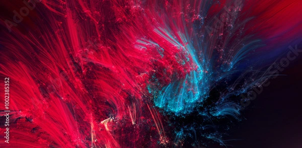 Fototapeta Art dynamic background with bright paint smears. Abstract color painting. Vibrant artistic strokes in motion spiral. Fractal artwork for creative graphic design