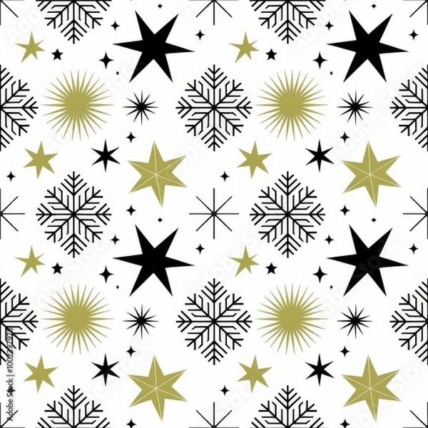 Obraz Elegant seamless pattern with stars and snowflakes
