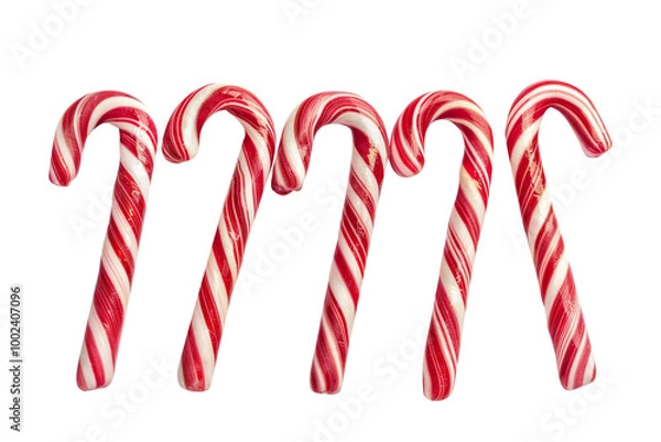 Fototapeta Christmas candy canes isolated on transparent background.