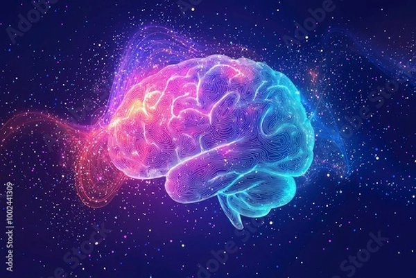 Obraz A Digital Representation of the Human Brain in a Cosmic Setting