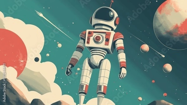 Fototapeta Exploratory Optimism Retro Marketing Banner with Soft Textures