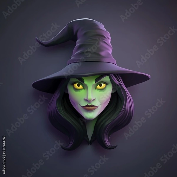 Fototapeta 3D Wicked Witch Icon: Classic Villain Character Illustration Logo