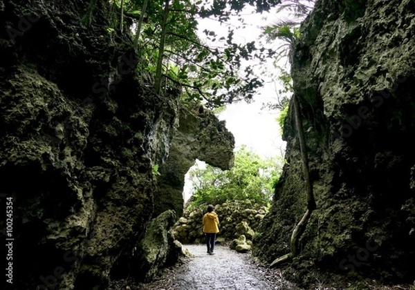 Obraz 岩壁に佇む人