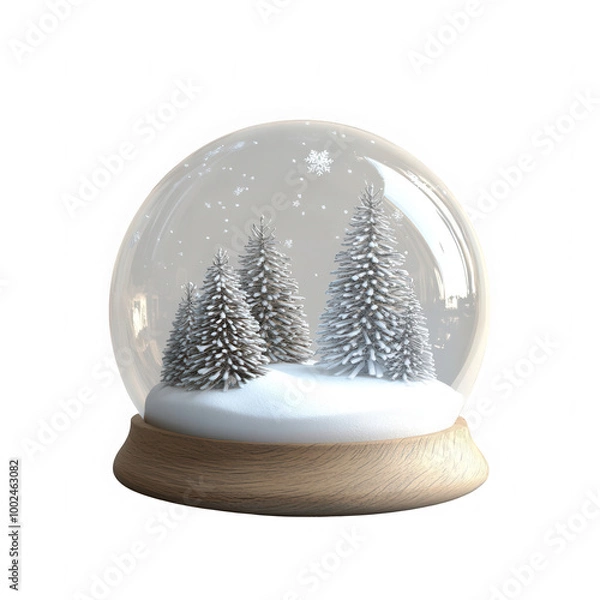 Fototapeta A snow globe with three trees in it