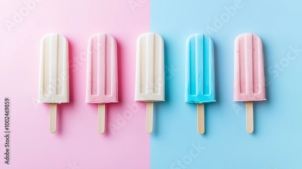Fototapeta colorful pop sickle fruit flavor for sugar cold snack in summer day homemade