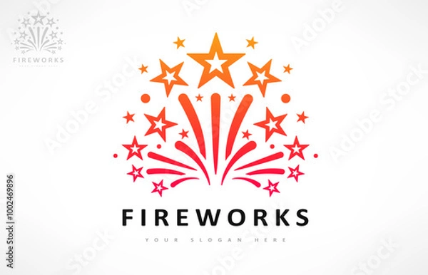 Obraz fireworks and stars logo vector design