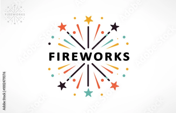 Obraz fireworks and stars logo vector design