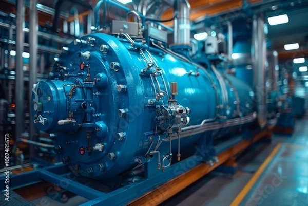 Fototapeta Modern industrial electricity generator in operation  powering the future of energy production
