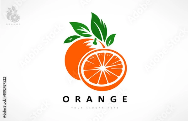 Obraz orange fruit and leaf logo vector