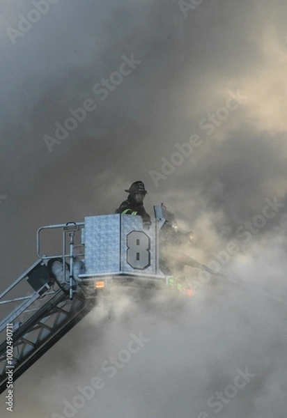 Fototapeta Firefighter tried to stop fires