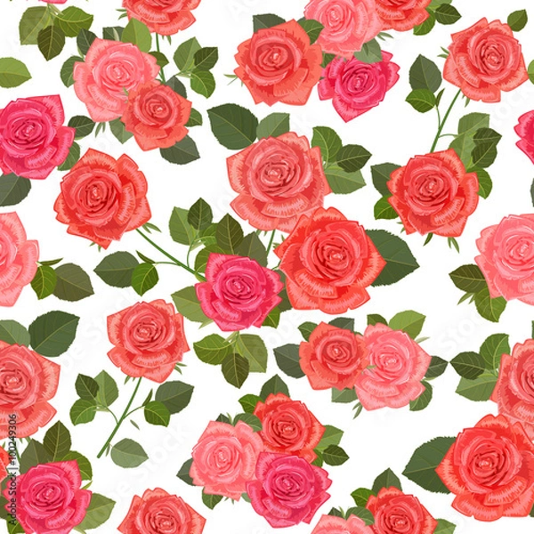 Fototapeta colorful seamless texture with bouquets of roses
