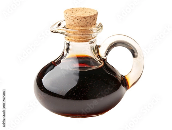 Obraz a glass bottle with a cork and a brown liquid