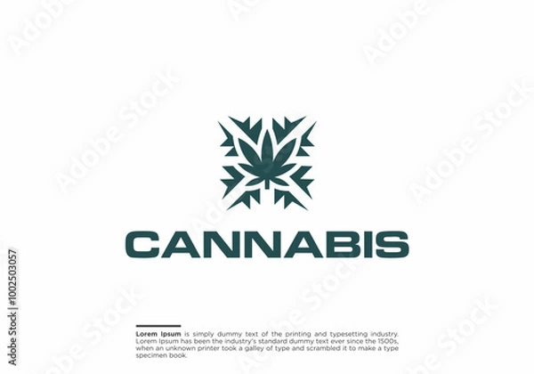 Fototapeta Abstract linear gradient logo icon leaf plant cannabis pattern for your company