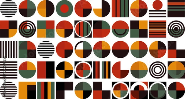 Fototapeta Geometric_pattern_in_retro_style_Bauhaus_On_Transparent_Background