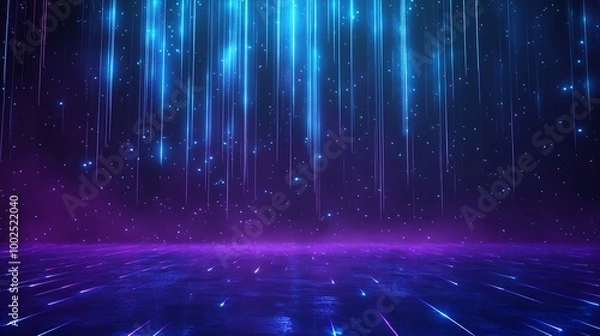 Fototapeta Vibrant blue and purple abstract background with light streaks, ideal for digital art and design projects.
