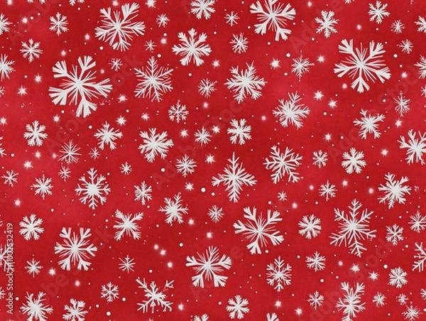Fototapeta A red background with white snowflakes