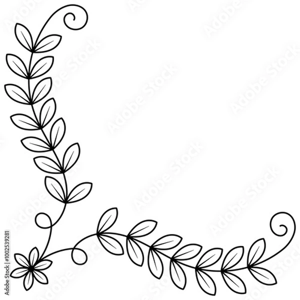 Fototapeta Simple Floral Line Corner